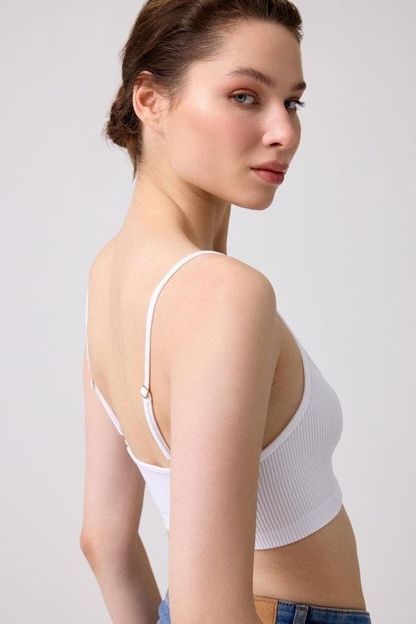 COTTONHILL Premium - Women's White Seamless Rope Strap Crop Top Bustier  - Image 2