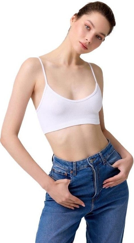 COTTONHILL Premium - Women's White Seamless Rope Strap Crop Top Bustier  - Image 1