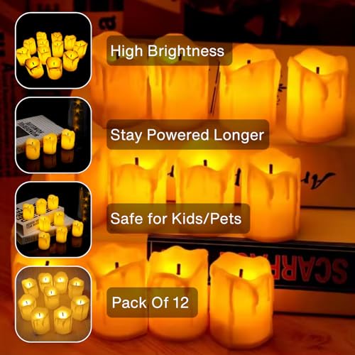 VERVENIX Acrylic LED Tea Light Flameless & Smokeless Melting Lights, Battery Operated Tea Light Perfect for Festive Home Decoration, Diwali (Pack of 12, Yellow, 5 cm) - Image 4