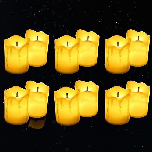 VERVENIX Acrylic LED Tea Light Flameless & Smokeless Melting Lights, Battery Operated Tea Light Perfect for Festive Home Decoration, Diwali (Pack of 12, Yellow, 5 cm) - Image 1