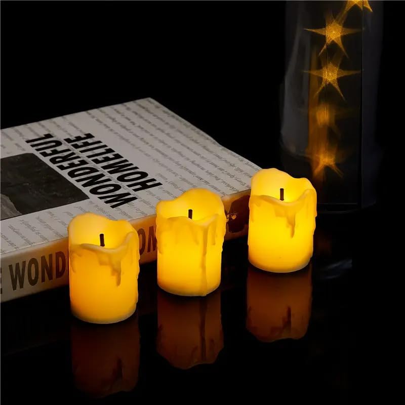 VERVENIX Acrylic LED Tea Light Flameless & Smokeless Melting Lights, Battery Operated Tea Light Perfect for Festive Home Decoration, Diwali (Pack of 12, Yellow, 5 cm) - Image 5