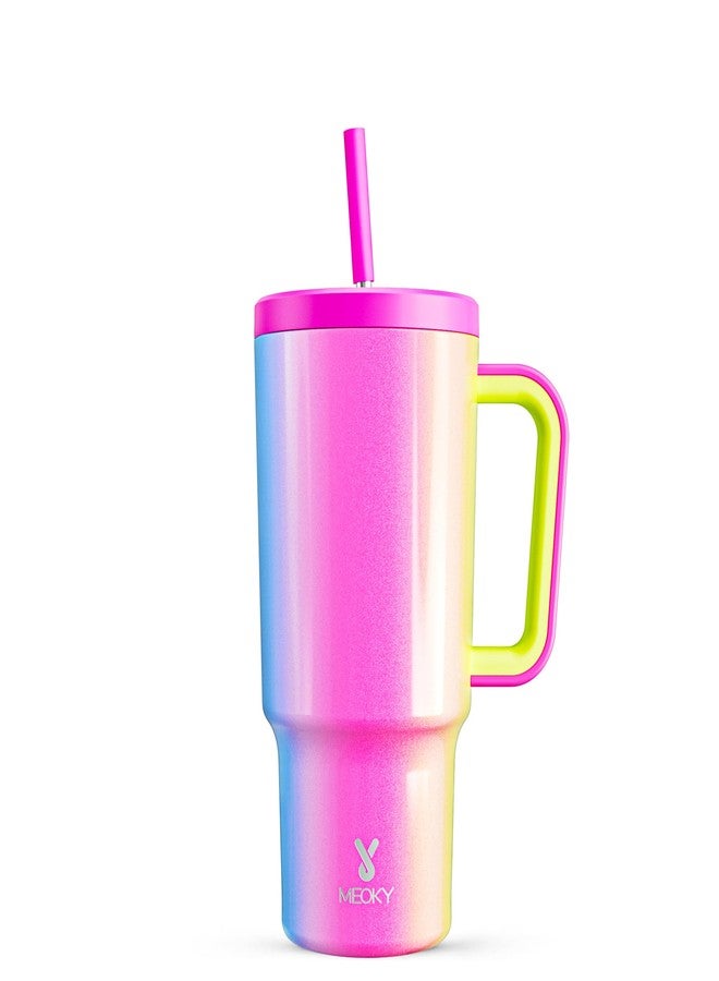 Meoky 30 oz Tumbler with Handle, Tumbler with Lid and Straw, Insulated Stainless Steel Travel Mug, 100% Leak-proof, Cupholder Friendly, Keeps Cold for 24 Hours or Hot for 8 Hours (Carnival) - Image 1