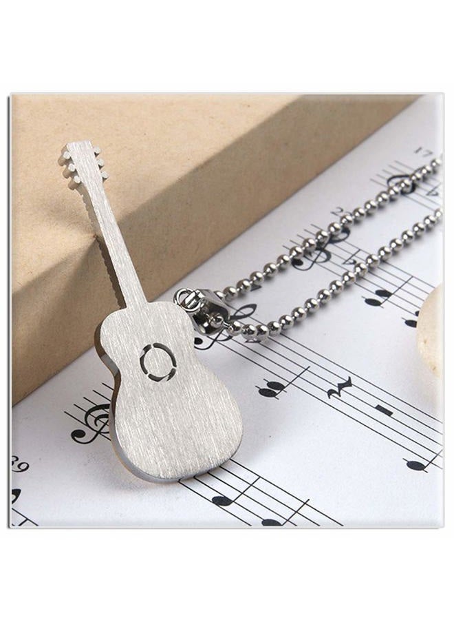 Xusamss Punk Rock Music Style Titanium Steel Guitar Pendant Necklace,24inches Box Chain, 18mm x 49mm (pendant), 24 inches (chain), titanium steel, Agate - Image 3