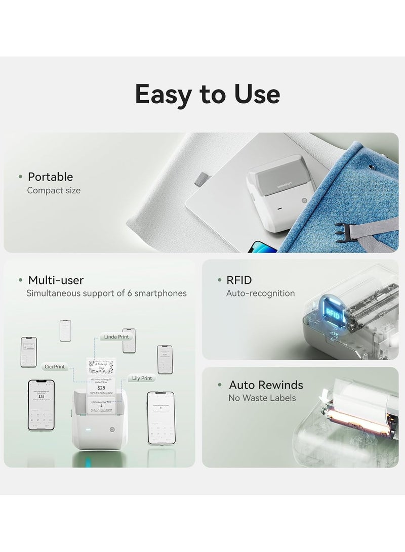 NIIMBOT B31 Thermal Label Maker Machine, Inkless Label Printer with 20-75mm Print Width, 3 Inch Portable Label Printer with 1 Roll 70*40mm White Tape, for Retail Small Business, for Barcode, Address, Logo, Tag Labeling, Bluetooth Thermal Sticker Maker Compatible with Smartphones & PC - Image 3