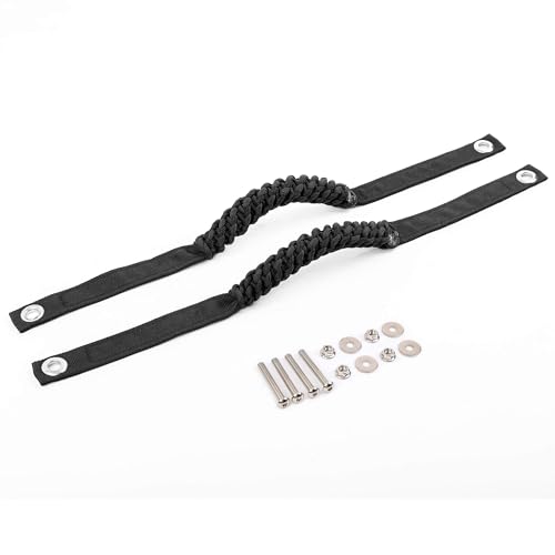 Savadicar 2 Pack Paracord Roll Bar Grab Handles for 20182024 Jeep Wrangler JL JLU 4XE Gladiator JT Comfortable Cylindrical Weave for Secure Grip Essential Interior Accessories Black - Image 1