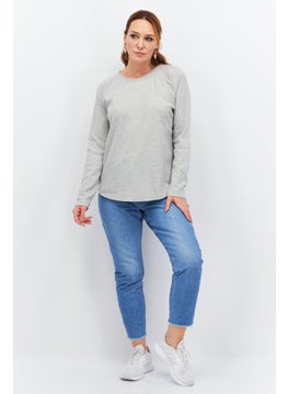 Eddie Bauer Women Round Neck Long Sleeves Textured Shirt, Grey  - Image 4