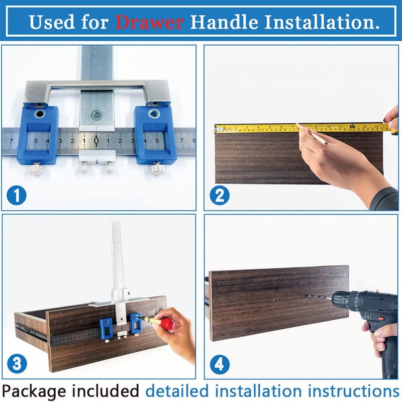 King&Charles Cabinet Hardware Jig, Metal Cabinet Handle Jig with Automatic Center Punch, Perfect Set - Avoid Jitter Caused by Direct Drilling, Use for Handles and Pulls on Drawers/Doors. - Image 3