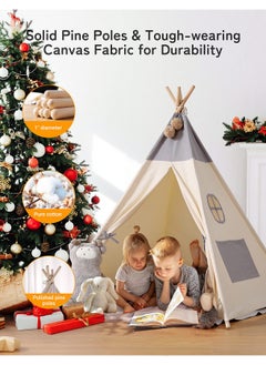 besrey  Teepee Tent For Kids With Light & Mat, Kids Tents Indoor Play Tent Playhouse, Toddler Teepee 100% Cotton, Tee Pee Tents For Kids Indoor, Kids Teepee,Children Room Tent  - Image 2