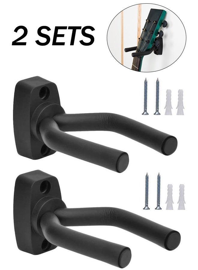 حامل جيتار مثبت على الحائط من قطعتين مع براغي، سهل التركيب، يناسب جميع أحجام الجيتارات والباس والمندولين والبانجو واليوكليلي - Image 1