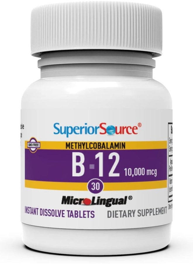 Superior Source No Shot Methylcobalamin B-12 10000 mcg - Vitamin B-12 to Support Energy Production, Brain Health & Overall Wellness - Sublingual Tablets for Quick Absorption - 30 Dissolving Tablets  - Image 4