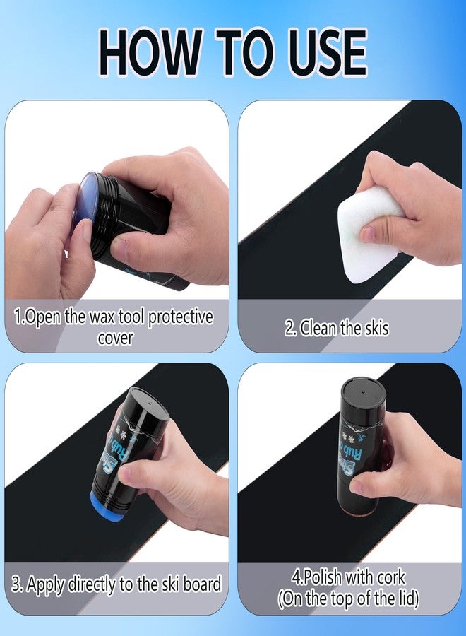 Shupakul 70g Rub on Snowboard Wax, Portable Quick Ski Wax with Cork Applicator, Universal Ski Snowboard Waxing Accessories for Outdoor Snowboard Base Protection - Image 3