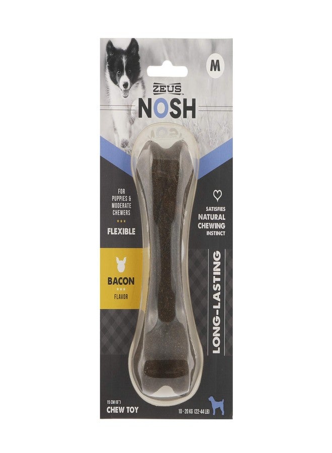 زيوس عظام مضغ مرنة للكلاب من زيوس نوش، ألعاب مضغ للكلاب الصغيرة أثناء التسنين، بنكهة لحم مقدد تدوم طويلاً، متوسطة الحجم - Image 1