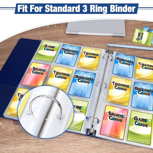 Fabmaker 648 Pockets Double Side Trading Card Sleeves, Fabmaker 9 Pocket Card Sleeves Binder Sheets for 3 Ring Binder, Long-Lasting Trading Cards Binder Sleeves Fit for MTG, Baseball, Game, Business Cards - Image 5