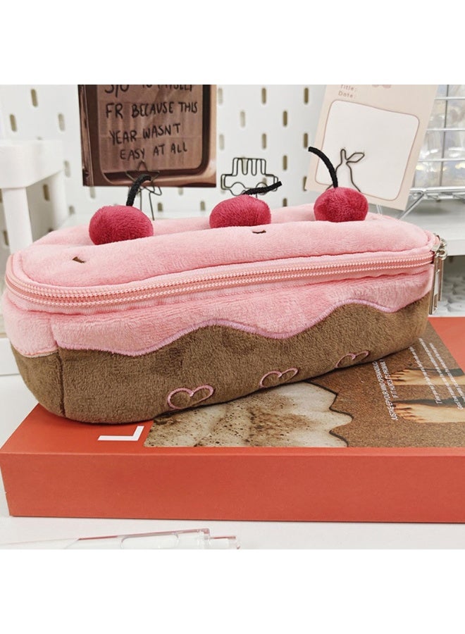 Cute Cherry Cake Pencil Case, Cherry Cake Pencil Case, Large Capacity Pencil Case for Girls - Soft Pencil Case, Pencil Case for Girls, Pencil Bag, Pencil Bag for Eraser, Ruler, Girls, School, Work, Daily Supplies - Image 4
