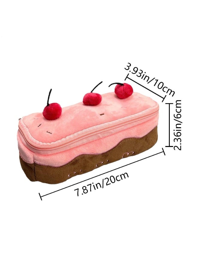 Cute Cherry Cake Pencil Case, Cherry Cake Pencil Case, Large Capacity Pencil Case for Girls - Soft Pencil Case, Pencil Case for Girls, Pencil Bag, Pencil Bag for Eraser, Ruler, Girls, School, Work, Daily Supplies - Image 2