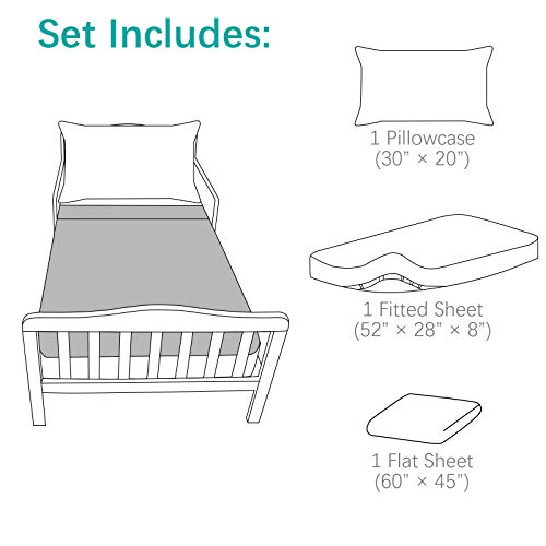 Biloban 3-Piece Toddler Sheet Set Microfiber, Toddler Bedding Set Includes Crib Mattress Sheet, Flat Sheet and Envelope Pillowcase, Silky Soft, Breathable and Lightweight, Grey - Image 5