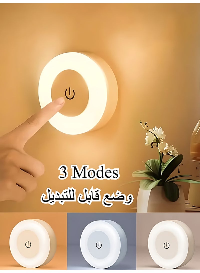 CLAVON Adjustable LED Night Light, LED Bedside Lamp, 3 Color Modes (White, Warm, Cool), Touch-Controlled, Magnetic Wall Mount for Indoor Use (Kids Bedroom, Corridor, Kitchen, Bedroom, Shoe Cabinet), Rechargeable Lithium Battery, Indoor Lighting | Modern Wall Light | Adjustable Brightness, Night Light - Image 1