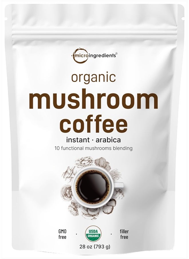 Micro Ingredients - Organic Mushroom Coffee, Instant-Arabica, 28 oz - Image 1