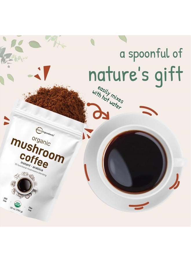 Micro Ingredients - Organic Mushroom Coffee, Instant-Arabica, 28 oz - Image 1