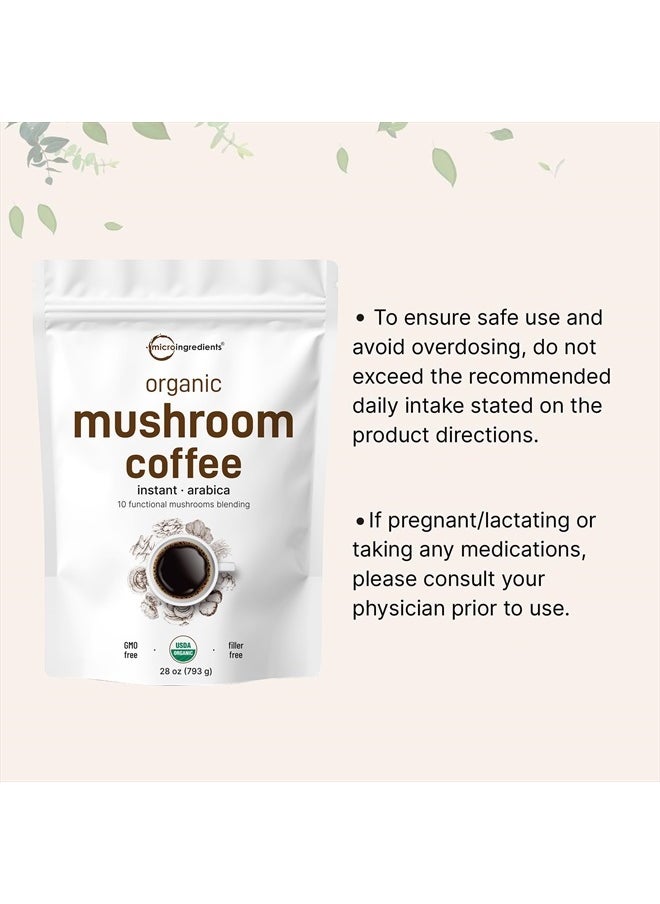 Micro Ingredients - Organic Mushroom Coffee, Instant-Arabica, 28 oz - Image 1