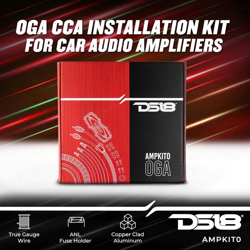 DS18 AMPKIT0 0 Gauge CCA Complete Amp Wiring Kit - Amplifier Install Wiring 1/0 Ga Amp Kit Pro Installation Cables Up to 3500 Watts with ANL Fuse Holder 250A - Image 2