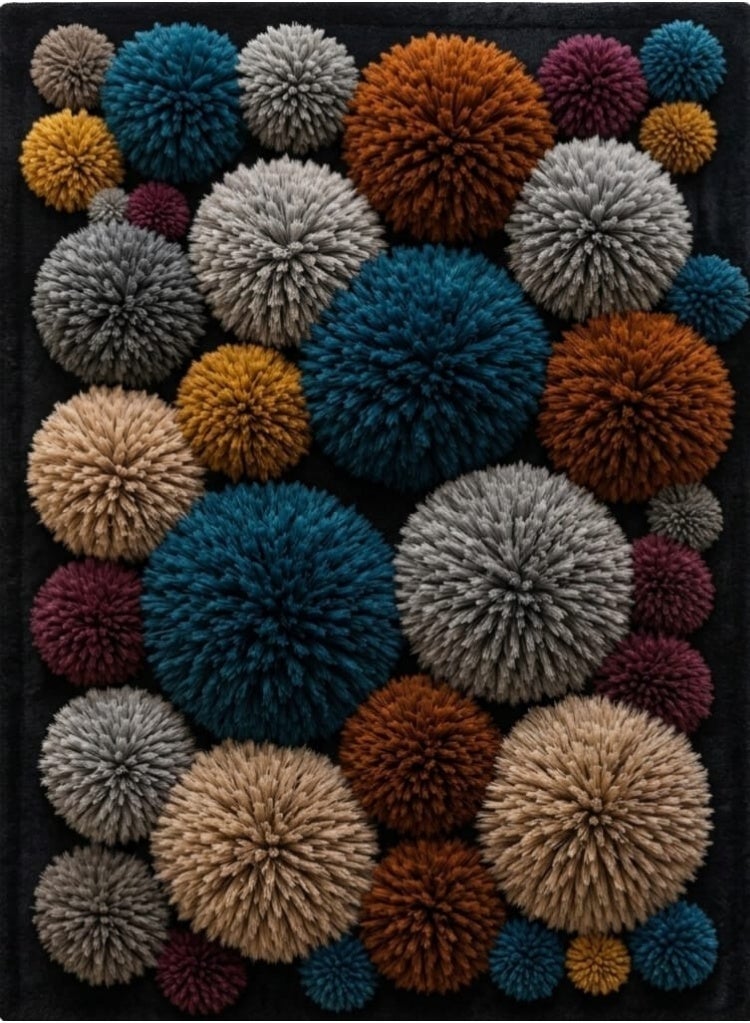 7D Carpet Alternative Rug with 3D Pom-Pom Texture - Anti-Slip Dots Backing & Washable - Size 180x280 cm - Multicolor - Image 4