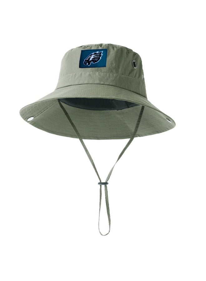 Philadelphia Eagles Olive Green Wide-Brim NFL Bucket Hat with Adjustable Chin Strap