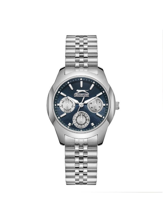 سلازنجر ساعة نسائية متعددة الوظائف بشاشة وسوار معدني فضي - Image 1