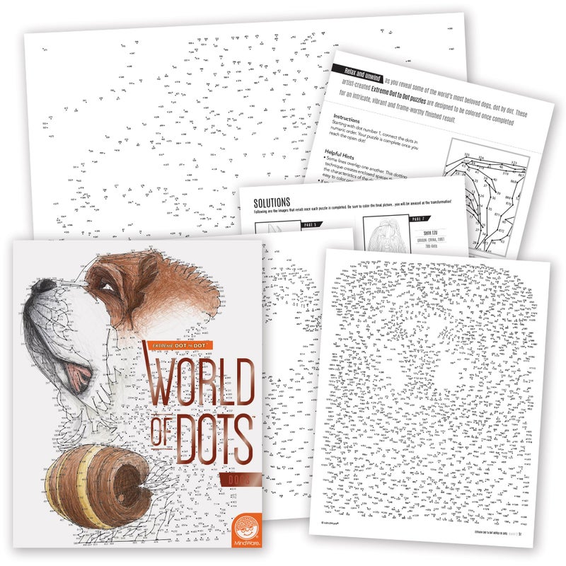 MindWare World of Dots Dogs ConnectTheDots Puzzle Coloring Book for Kids and Adults 32 DogThemed Designs Ages 8 and Up - Image 3