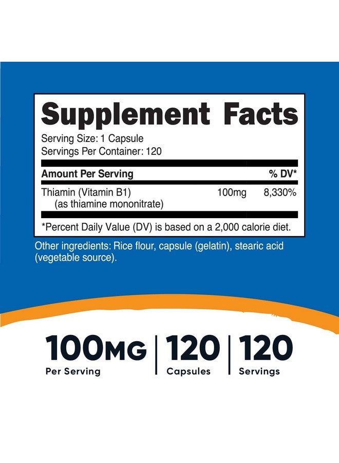 Nutricost Vitamin B1 (Thiamine) 100Mg 120 Capsules Gluten Free And Nongmo - Image 3