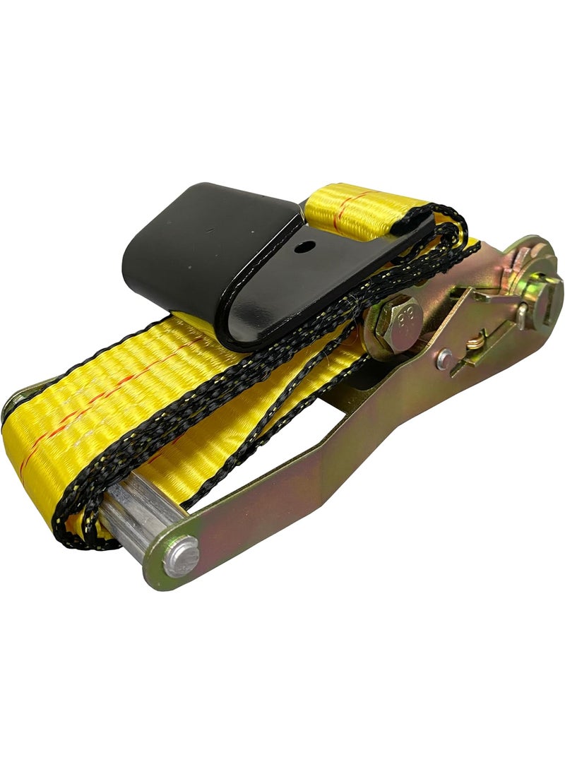 Everest S1022 Premium Ratchet Tie Down 1 PK 2 IN X 27 FT 3333 LBS Working Load 10000 LBS Break Strength FlatHook Cargo Straps Perfect for Moving Appliances Lawn Equipment and Motorcycles Vibrant Everest Yellow  - Image 3