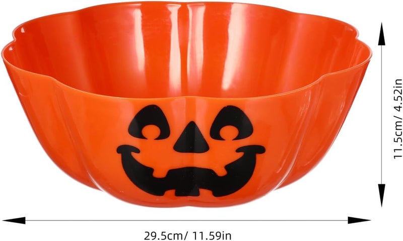 PRETYZOOM Orange Halloween Pumpkin Serving Bowl 11.6 Inch Plastic Fruit Salad Bowl Pumpkin Snack Halloween Decor for Seasonal Parties and Treats - Image 5