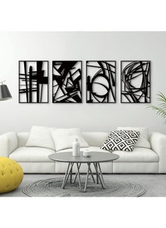The Bros 4 Pack Black Abstract Metal Wall Art, Minimalist Decor Single Line Art Wall Decor, 3D Textured Metal Wall Sculptures, for Living Room Bedroom Bathroom Study Room (M)  - Image 1