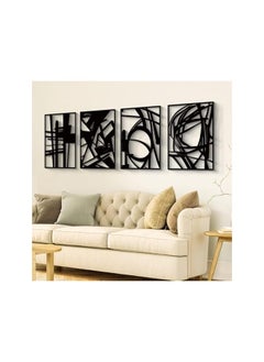 The Bros 4 Pack Black Abstract Metal Wall Art, Minimalist Decor Single Line Art Wall Decor, 3D Textured Metal Wall Sculptures, for Living Room Bedroom Bathroom Study Room (M)  - Image 2