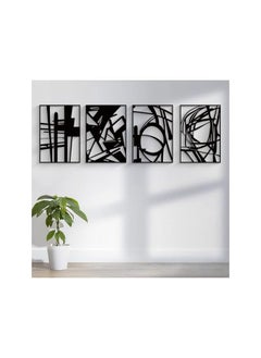 The Bros 4 Pack Black Abstract Metal Wall Art, Minimalist Decor Single Line Art Wall Decor, 3D Textured Metal Wall Sculptures, for Living Room Bedroom Bathroom Study Room (M)  - Image 4