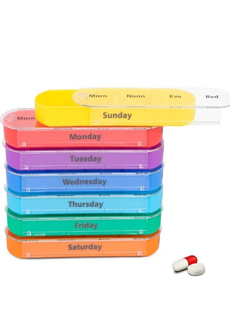 Y&D Rainbow Medicine Box, Pill Seven Day Notebook Portable Storage Suitable for Pills, Vitamins/Fish Oil/Tonic Travel, Work Drug Management Container (Pill Box with Leather case)  - Image 3