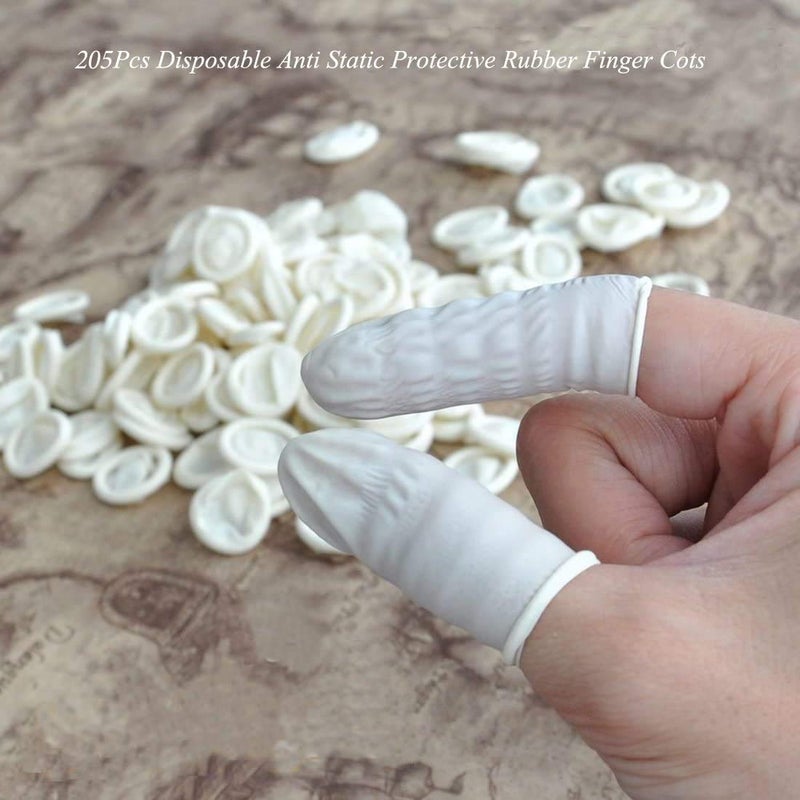 G2PLUS Disposable Latex Finger Cots Rubber, 140g(Approx 205PCS) Fingertips Protective Finger Art Latex Tissue Finger Cot (White) - Image 3