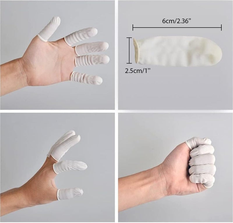 G2PLUS Disposable Latex Finger Cots Rubber, 140g(Approx 205PCS) Fingertips Protective Finger Art Latex Tissue Finger Cot (White) - Image 2