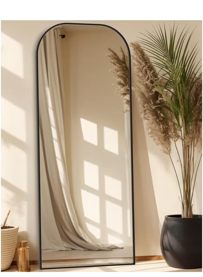 Vphom Full-Length Arched Floor Mirror (71" x 28") – Premium Black Aluminum Alloy Frame, HD Glass Full Body Mirror | Elegant Rounded Top Design for Bedroom, Living Room & Dressing Area | Freestanding, Wall-Mounted, or Leaning (180 x 70 cm) - Image 2