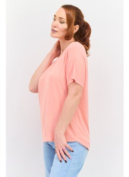 TRIUMPH Women Round Neck Short Sleeve Plain T Shirt, Pink  - Image 3