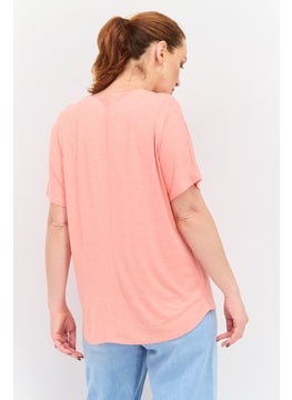 TRIUMPH Women Round Neck Short Sleeve Plain T Shirt, Pink  - Image 2