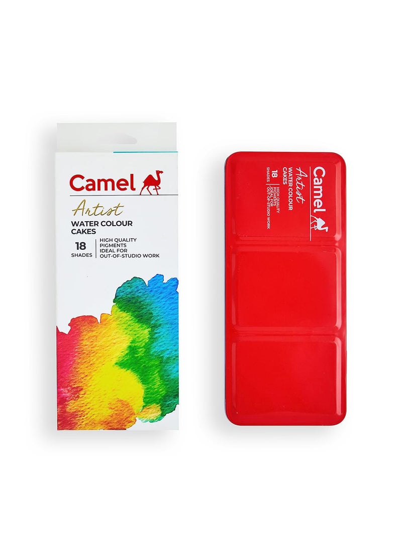 camel Camel Artist Water Colour Cakes – 18 Assorted Shades | Rich Pigments & Vibrant Colors | Ideal for Artists & Hobbyists  - Image 1