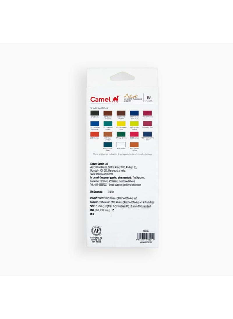 camel Camel Artist Water Colour Cakes – 18 Assorted Shades | Rich Pigments & Vibrant Colors | Ideal for Artists & Hobbyists  - Image 2