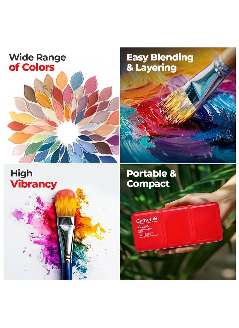 camel Camel Artist Water Colour Cakes – 18 Assorted Shades | Rich Pigments & Vibrant Colors | Ideal for Artists & Hobbyists  - Image 5
