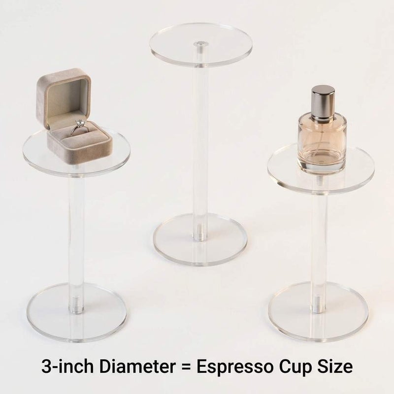 QWORK Round Acrylic Display Stand, Premium Clear Round Riser Stands, Set of 3 - Image 4