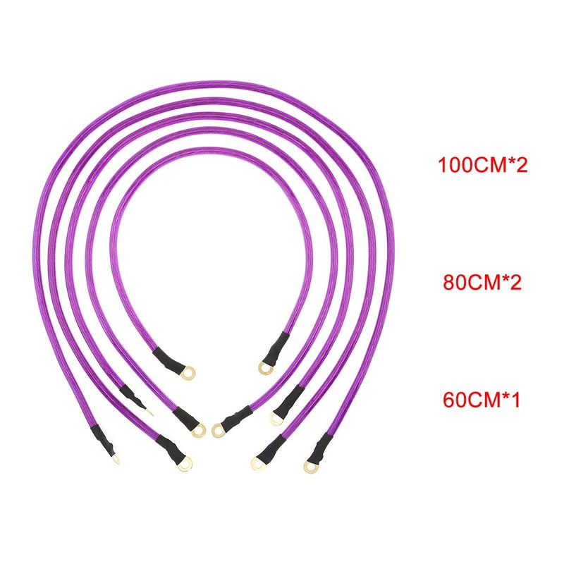 DriSentri 5 Point Car Universal Earth Ground Cables Grounding Wire System Kit High Performance Improve Power for Car Truck, Red - Image 4
