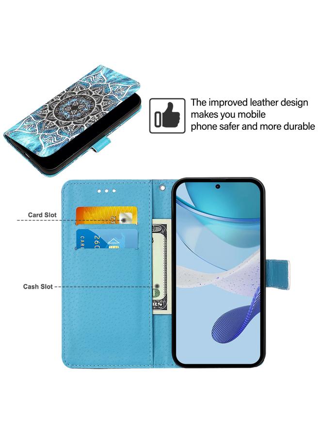 S-TOP Case For Samsung Galaxy M55 Colored Drawing Pattern Plain Weave Leather Phone Case - Image 5