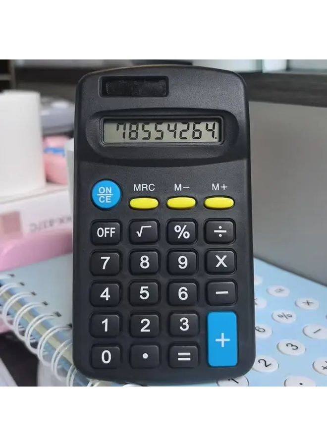 Black Portable Calculator 8 Digit Large Display Solar Dual Power Compact Travel Office - Image 1