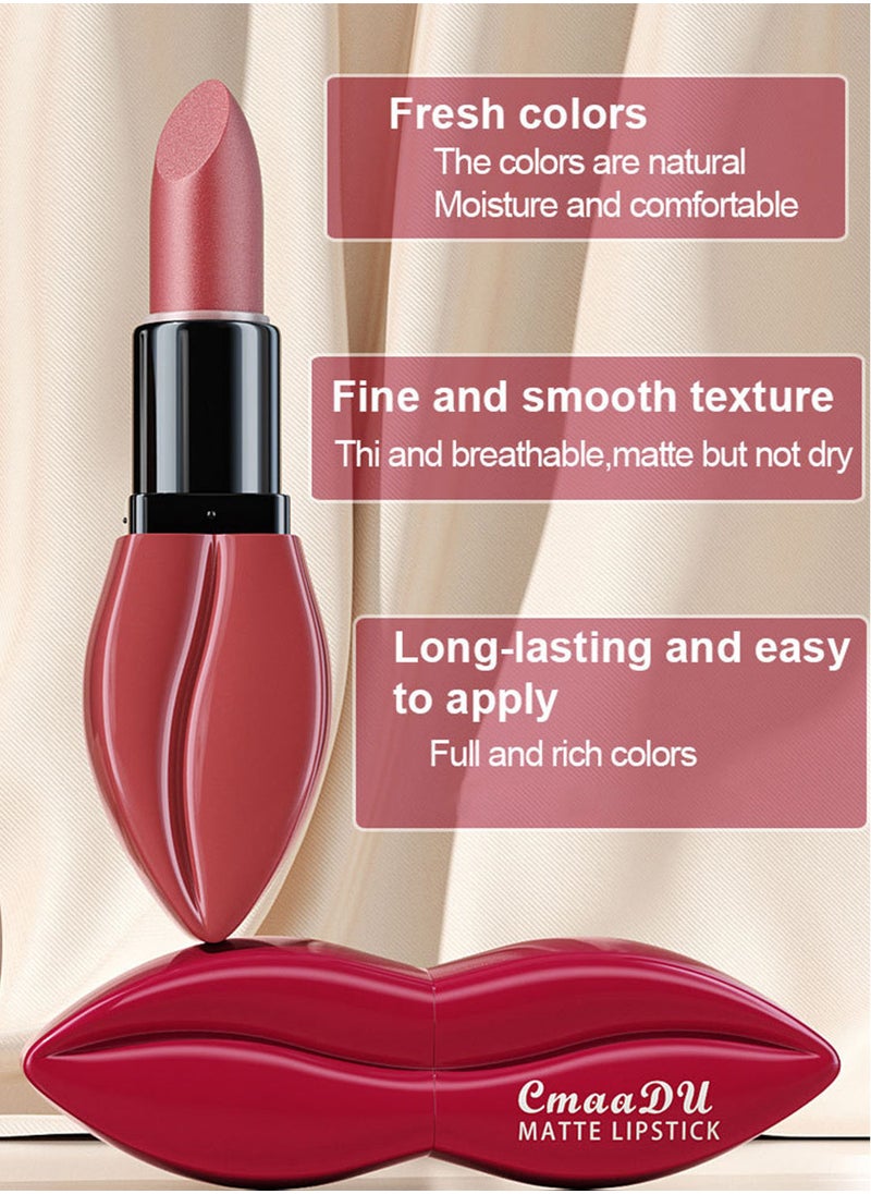 Lipstick Matte Velvet Long Lasting High Pigment Longwear Not Fade Waterproof Unique Weightless Lip Makeup for Women 1 Pcs