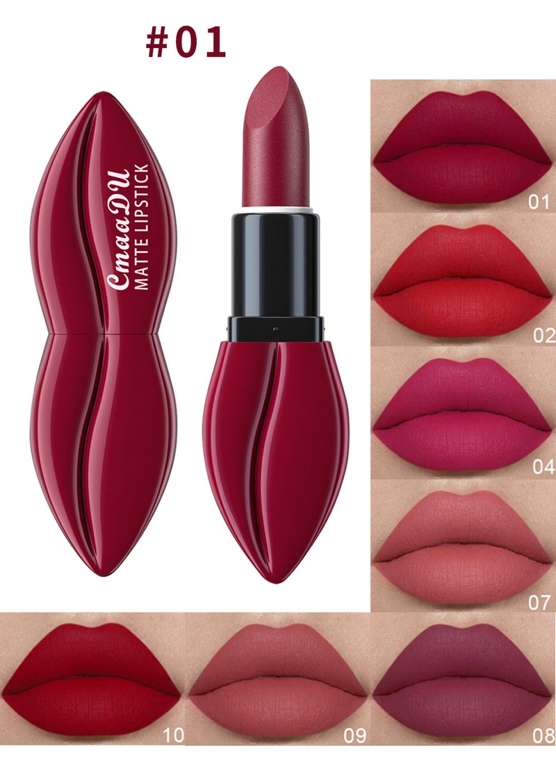 Lipstick Matte Velvet Long Lasting High Pigment Longwear Not Fade Waterproof Unique Weightless Lip Makeup for Women 1 Pcs